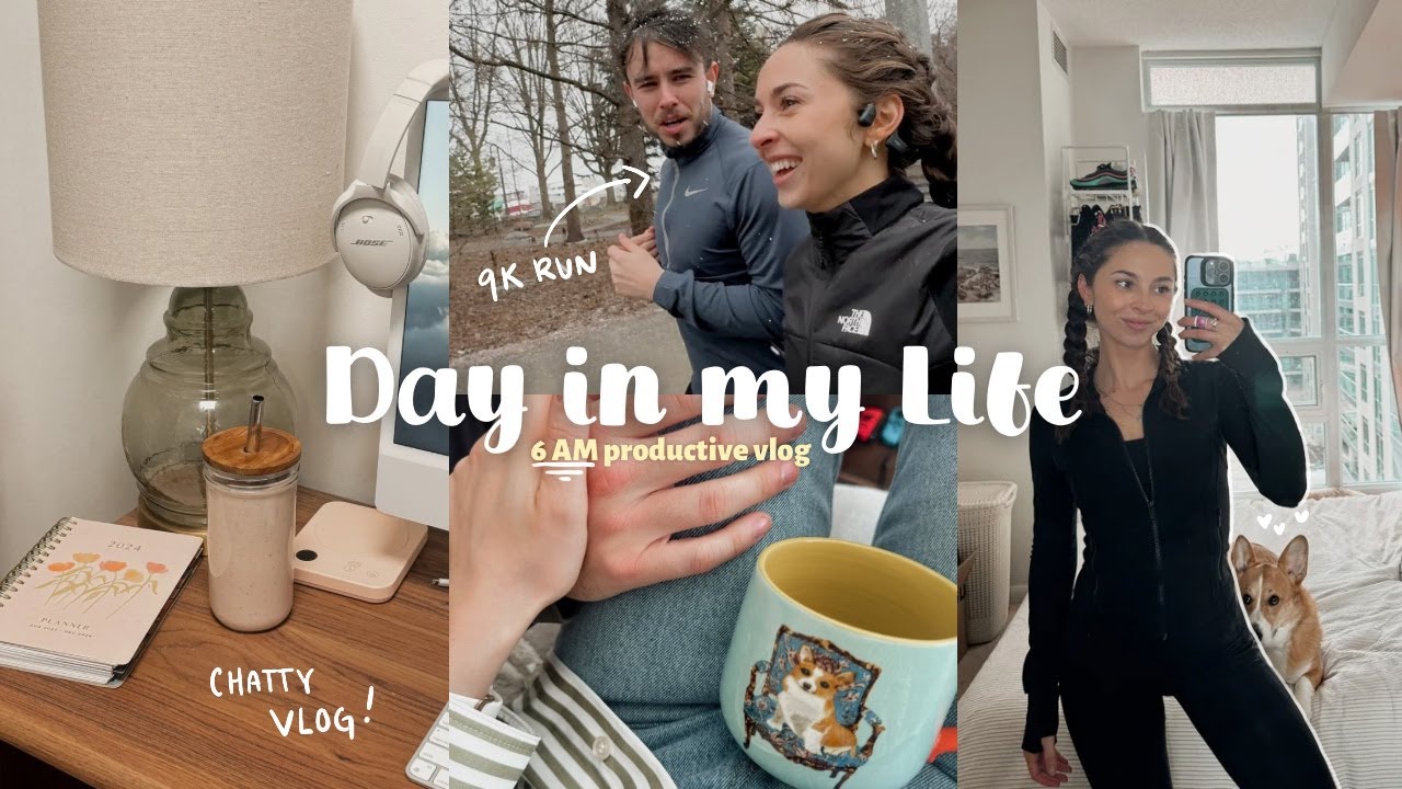 6AM PRODUCTIVE VLOG: working from home, 9km run, life updates!