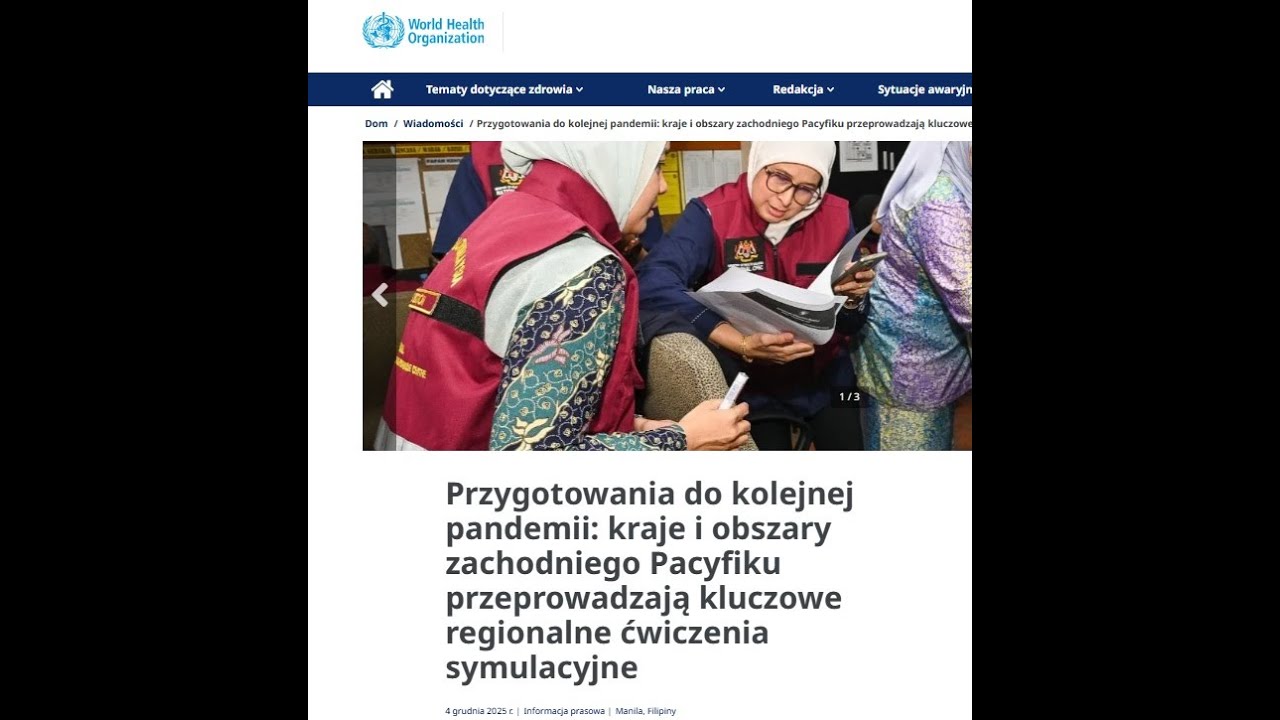 WHO po cichu koordynuje symulację PANDEMII na dużą skalę z udziałem 31 krajów.