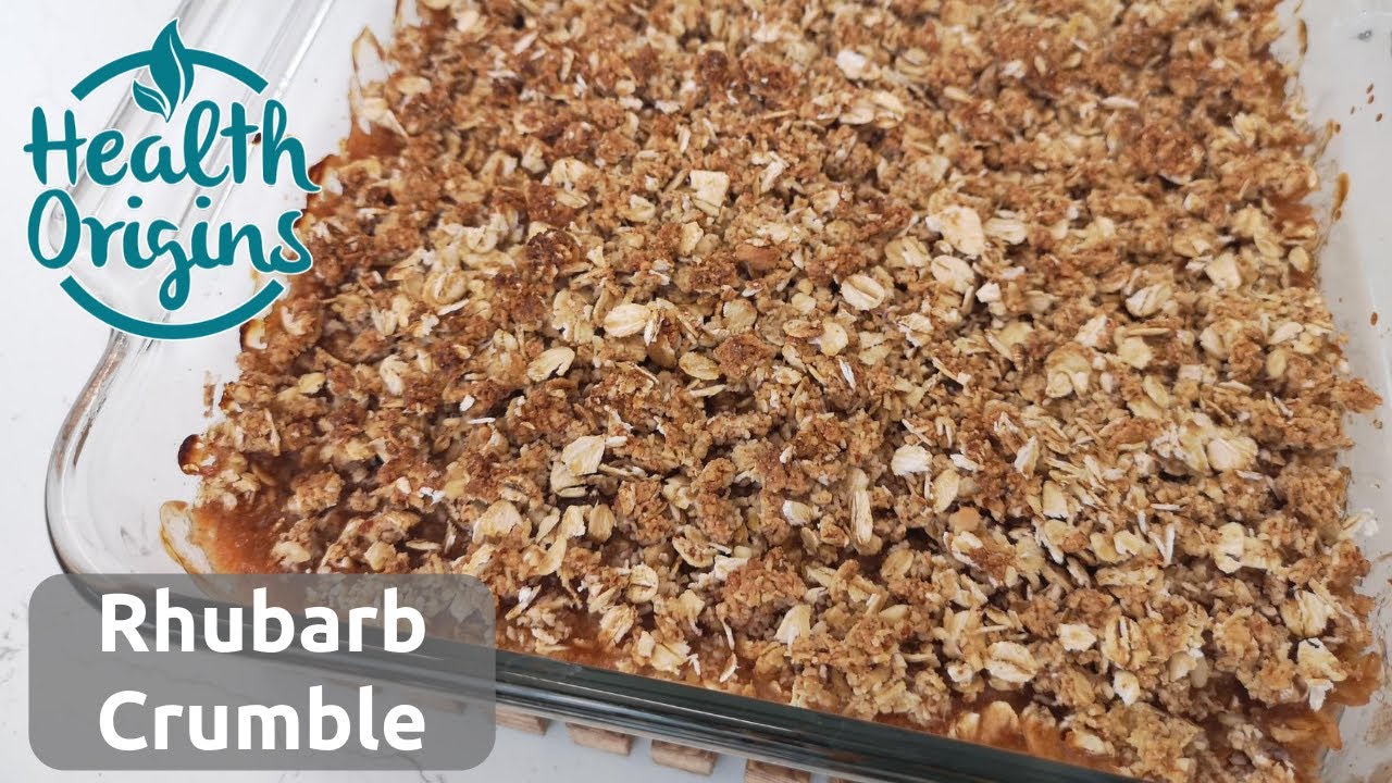 Healthy Vegan Rhubarb Crumble - no oil or sugar added!