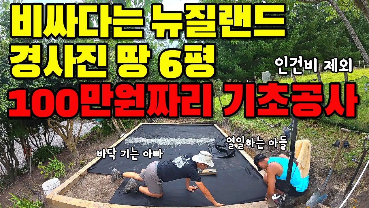 고물가 뉴질랜드에 그린하우스 기초공사 수작업 전과정입니다 (ft.뉴질랜드 목장풍경, 군만두, 떡라면, 천년초주스 )