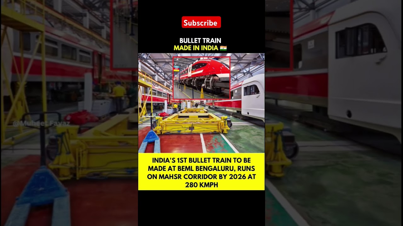 India&rsquo;s 1st Bullet Train! 🚄 BEML Bengaluru, 280 kmph on MAHSR by 2026 ! | #shorts #bullettrainindia