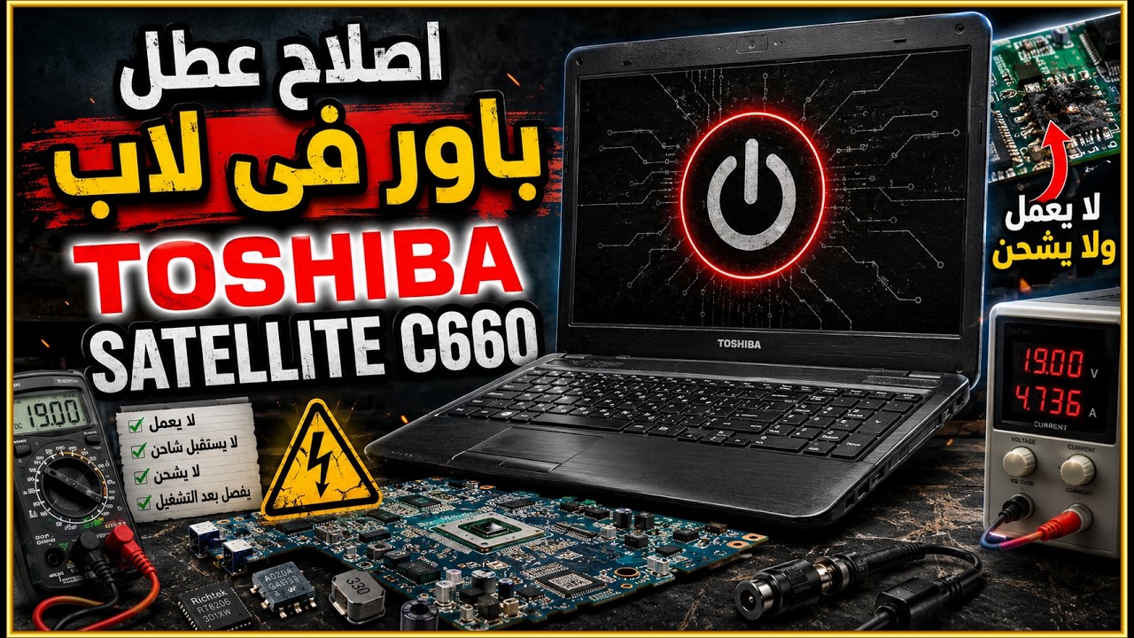 اصلاح عطل باور فى لاب TOSHIBA SATELLITE C660