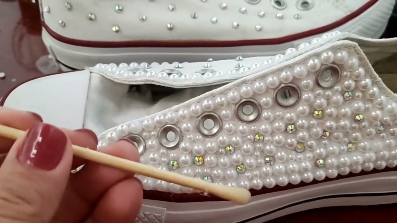 Como personalizar um tênis Allstar com pérolas e cristais#tenis #tenispersonalizados #dicas