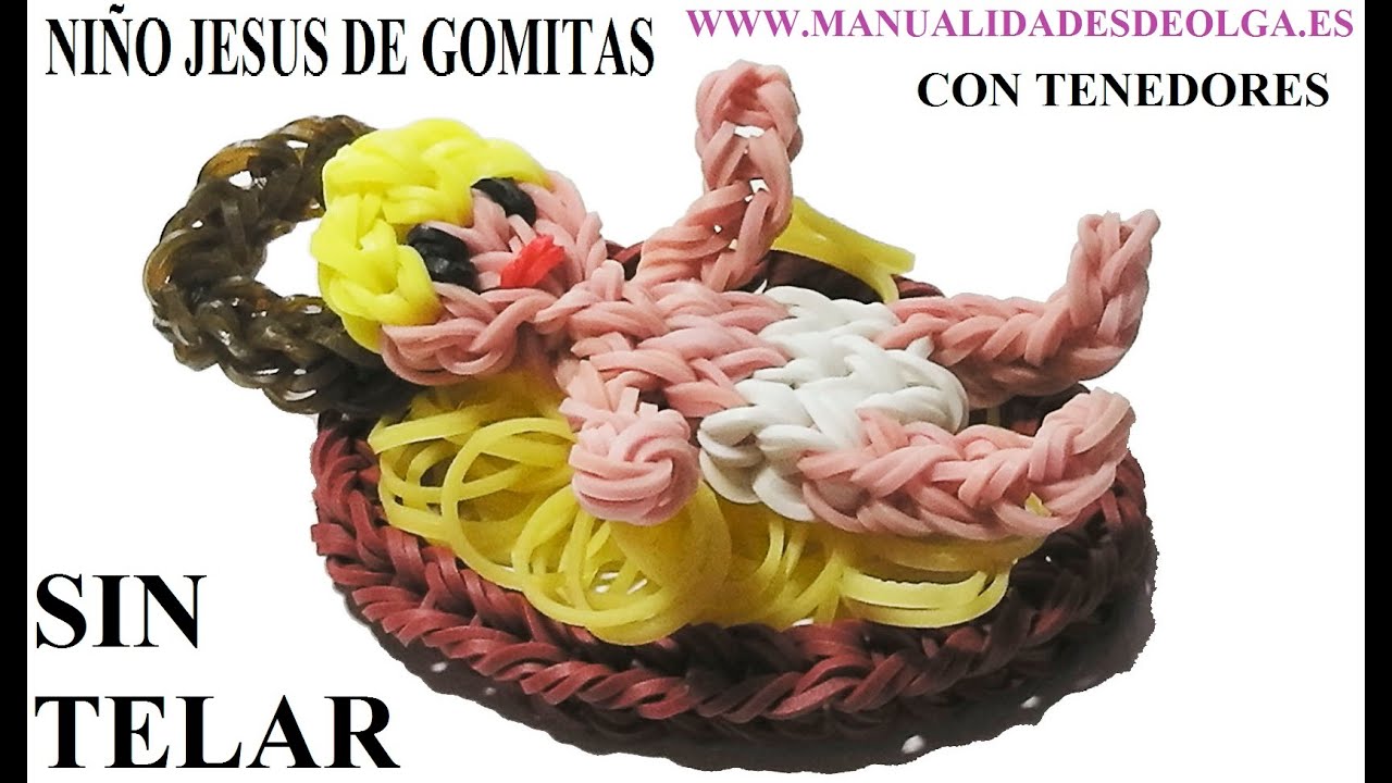 COMO HACER UN NIÑO JESUS O DIOS DE GOMITAS PARA EL BELEN SIN TELAR CON TENEDORES