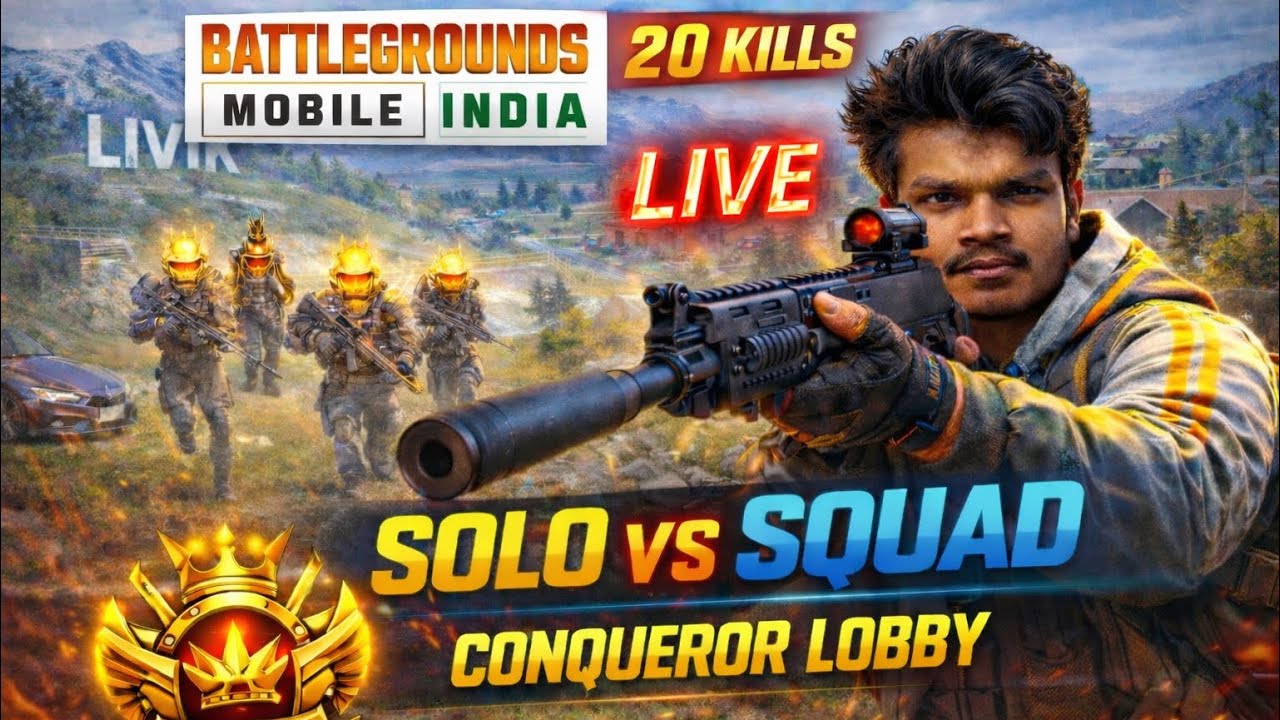 LIVE || Rush Rankpush in CONQUEROR LOOBY || 20 kill every match || LIVIK