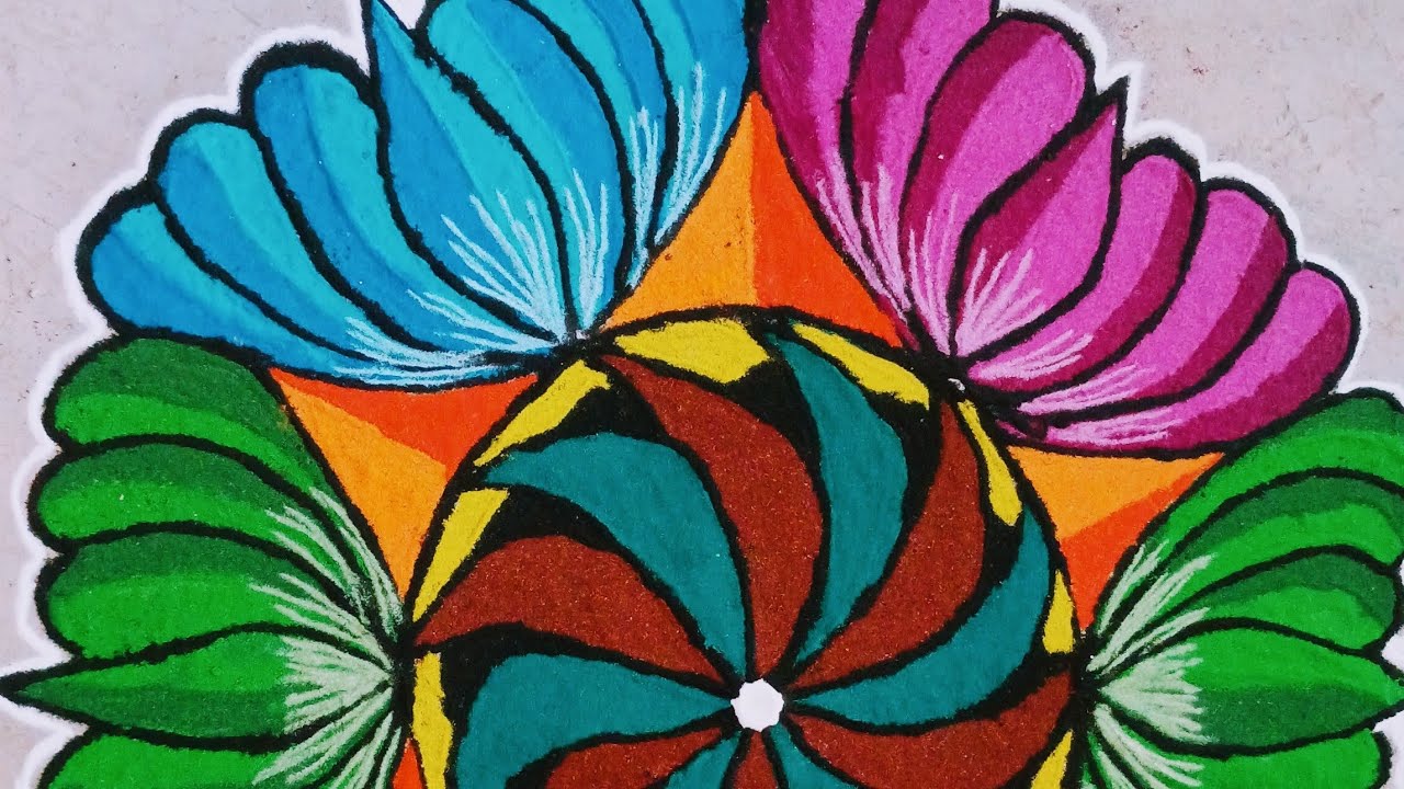 new year rangoli designs#3d rangoli #viral vedios #trending#big boss  #muggulu #rangoli #sridesigns 