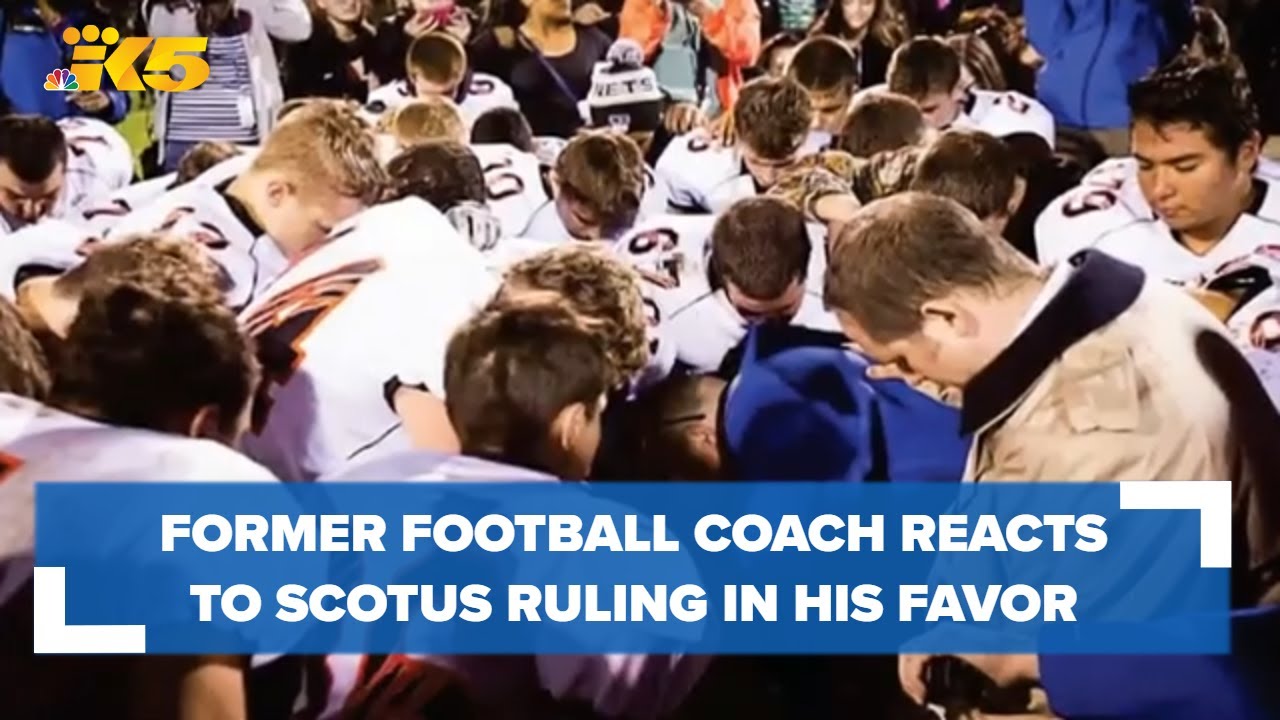 Joe Kennedy reacts after Supreme Court sides with the former Bremerton football coach