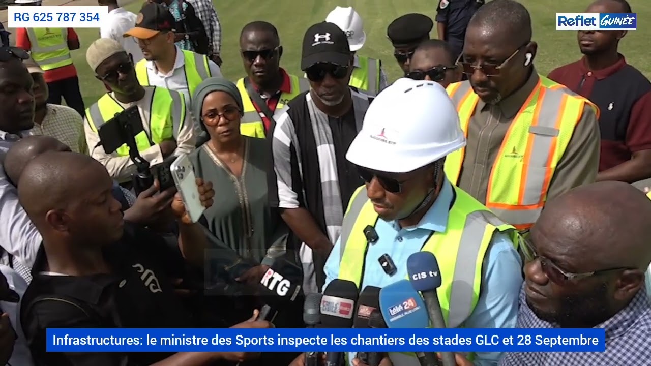 Infrastructures: Cellou Baldé inspecte les chantiers des stades GLC et 28 septembre 
