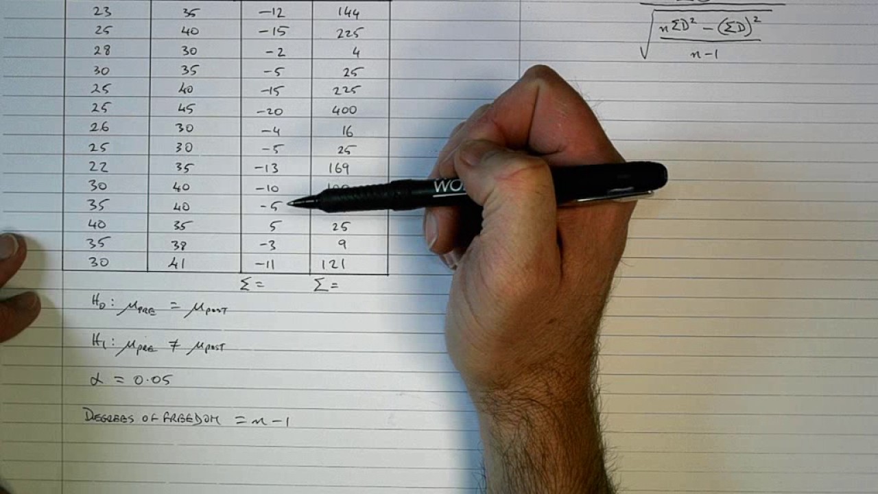 How To... Calculate Student's t Statistic (Paired) by Hand