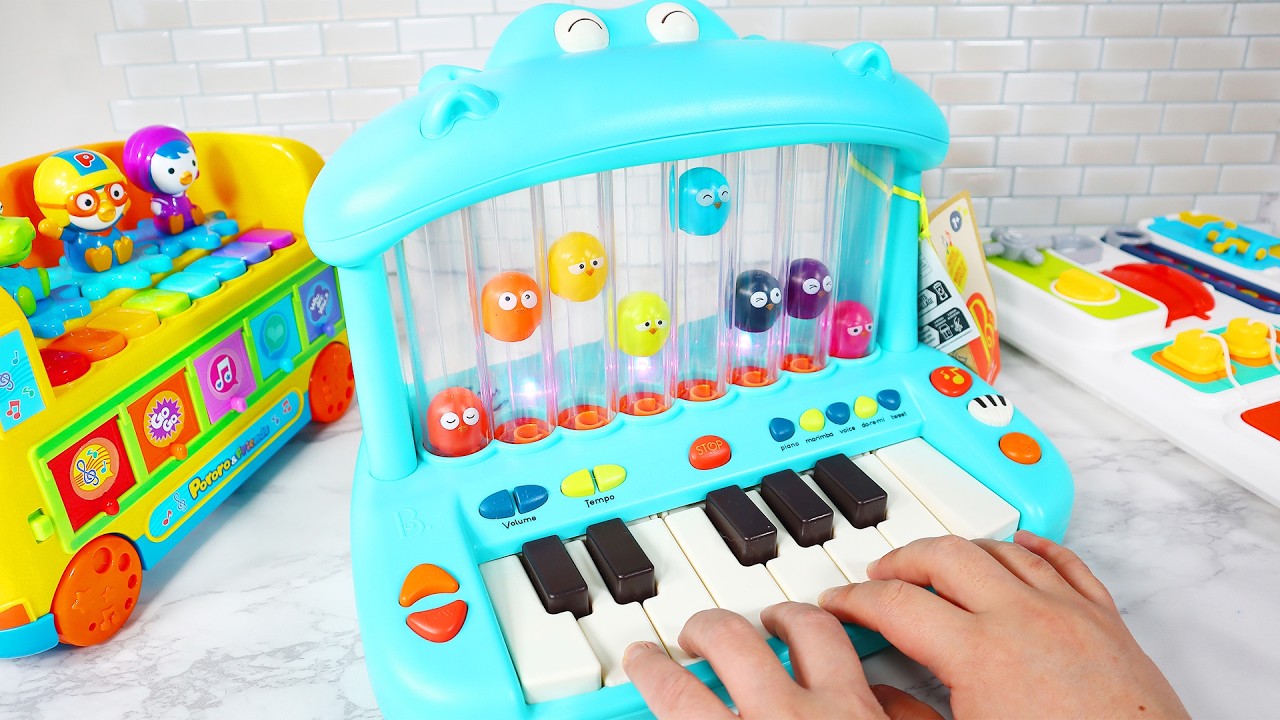 Toy ASMR Hippo Piano Pororo Bus Fidget 히포피아노 뽀로로 버스 장난감 리뷰 Satisfying with Unboxing & Review Toys