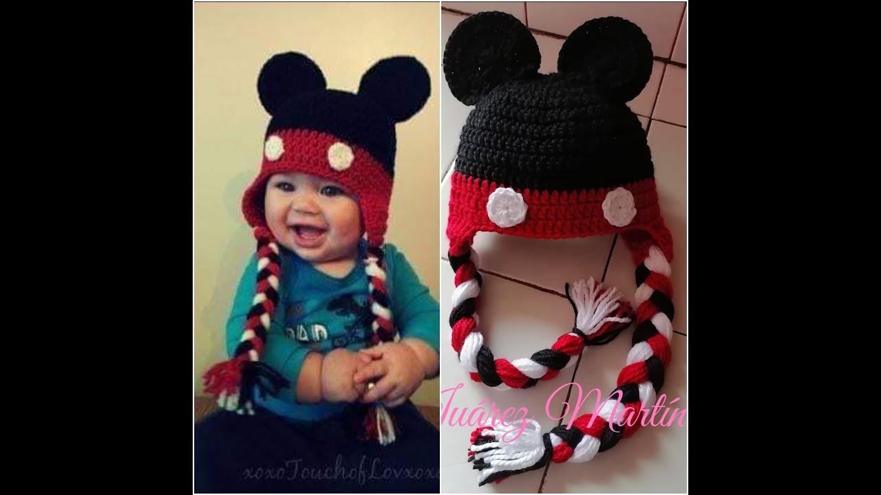 🥰😍gorro de🥰😍 mickey mouse 🥰😍en crochet paso a paso🥰😍