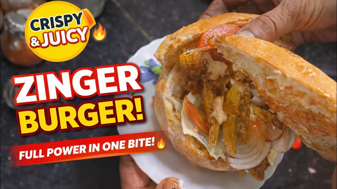 🔥 Crispy Zinger Burger | Juicy Chicken Burger 🍔