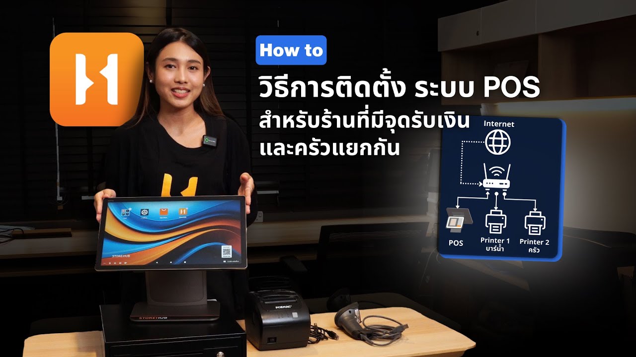วิธีติดตั้งระบบ POS และ Router กรณีแยกจุดคิดเงินและครัว ด้วยเครื่อง Sunmi D3 Pro จาก StoreHub