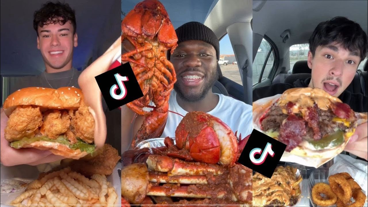 TIKTOK Mukbang Compilation | Cakes, SeaFood Boil, Five Guys, Chili's, McDonald's & More!