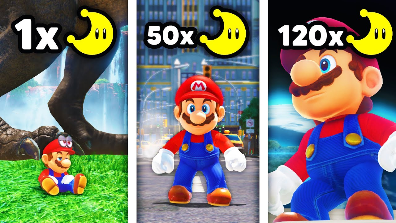 Mario Odyssey, aber mit JEDEM MOND wird Mario GRÖSSER!