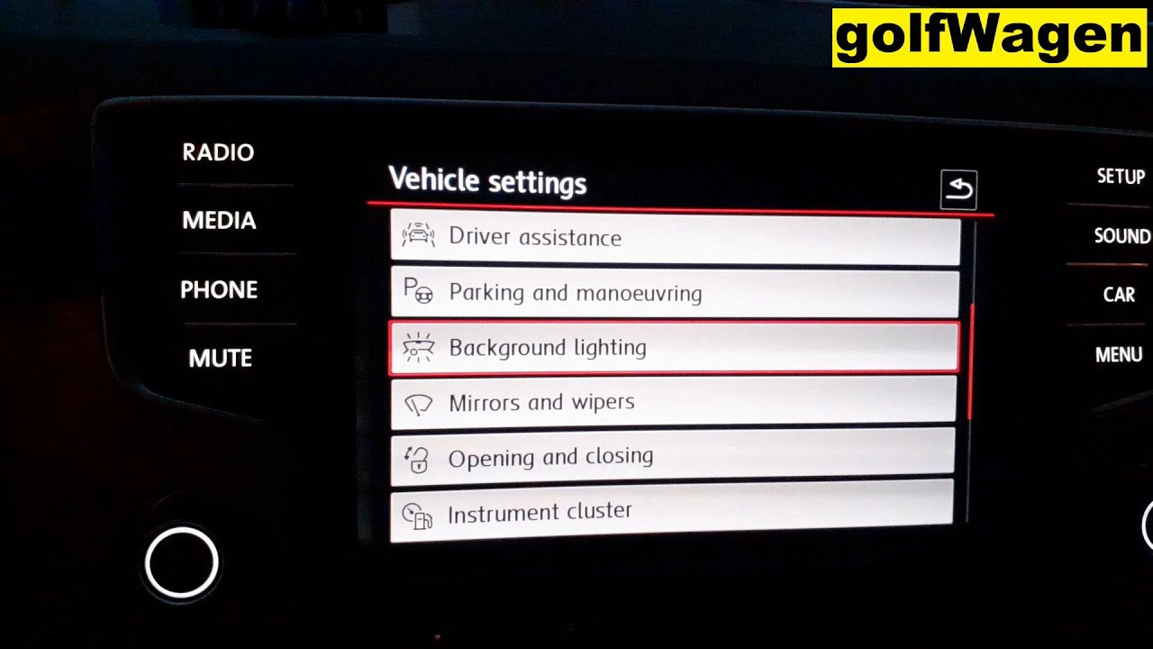 VW Golf 7 vcds Background lighting menu coding