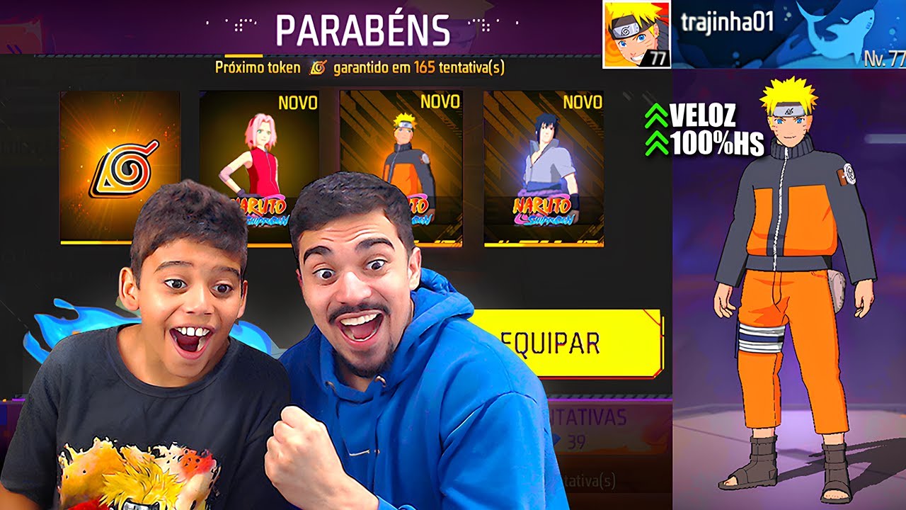 PEGUEI A NOVA SKIN DO NARUTO COM APENAS 9 DIAMANTES NO FREE FIRE!!?