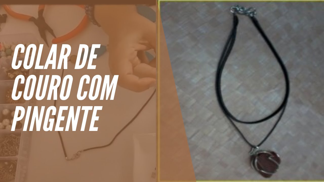 Colar de couro com pingente