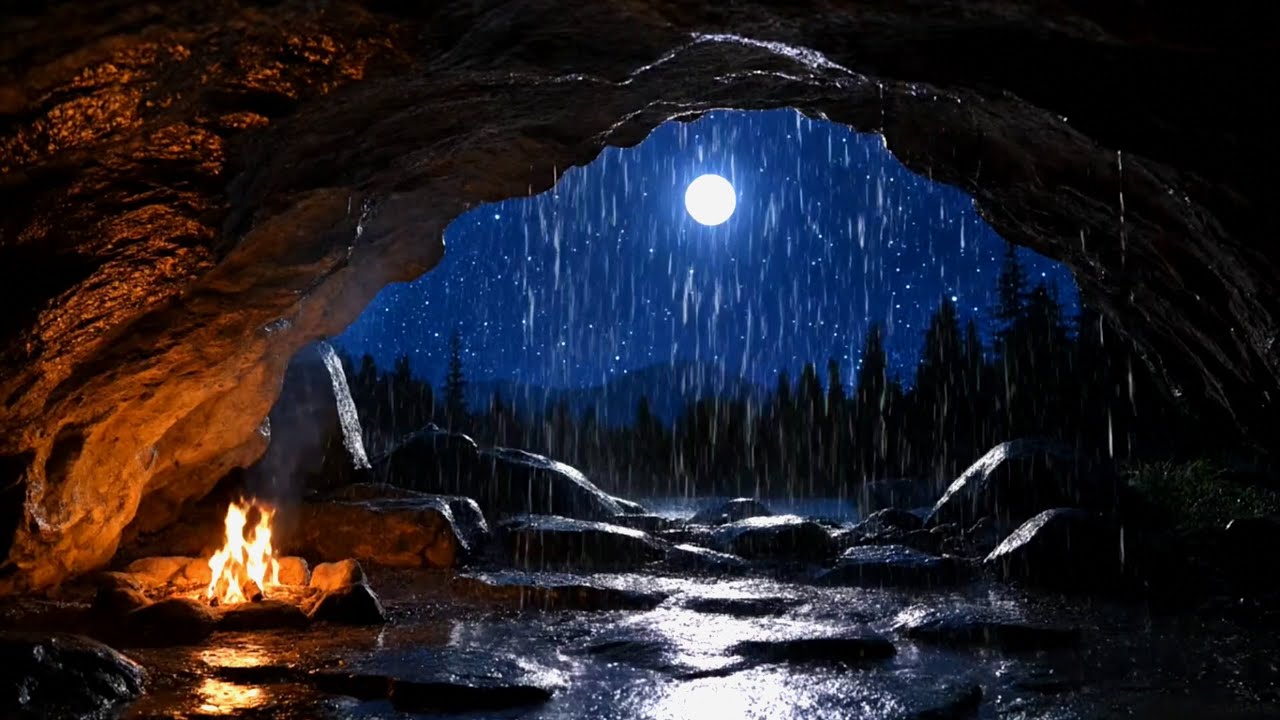 Soft Rain in a Forest Cave 🌲🌧️ Fall Asleep Fast & Feel Safe