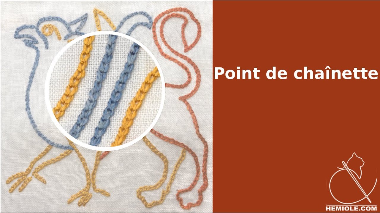 Broderie médiévale : Point de chaînette.