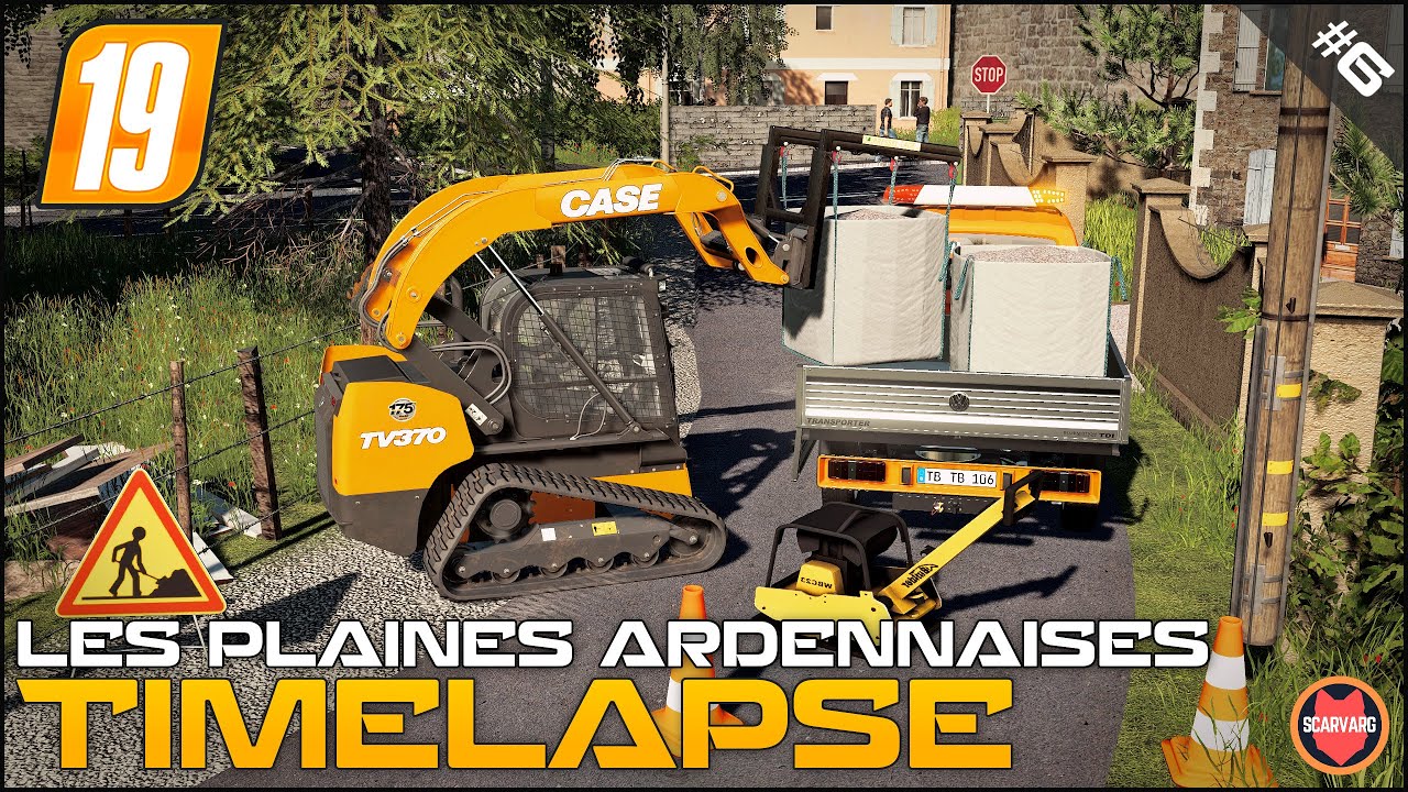 Building gravel driveway - Public works ⭐ FS19 Les Plaines Ardennaises V2 Timelapse