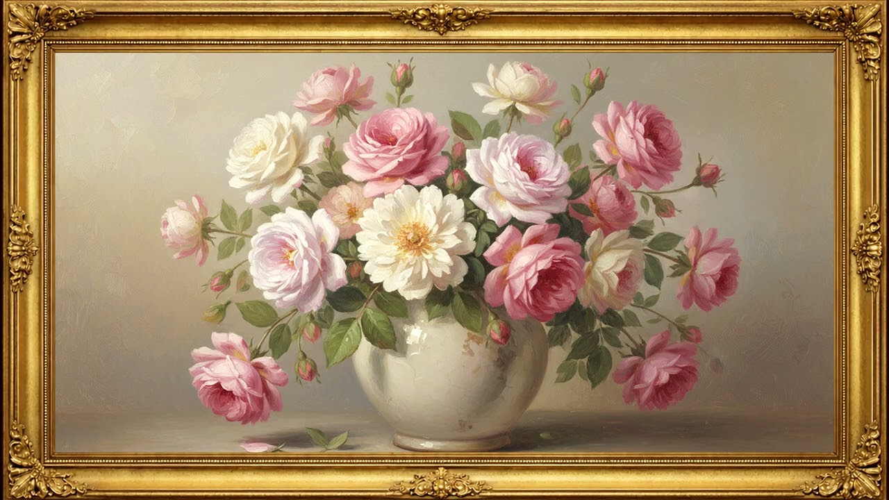Romantic Valentine Floral Gallery 🌸💖 | Gold Framed TV Art Screensaver