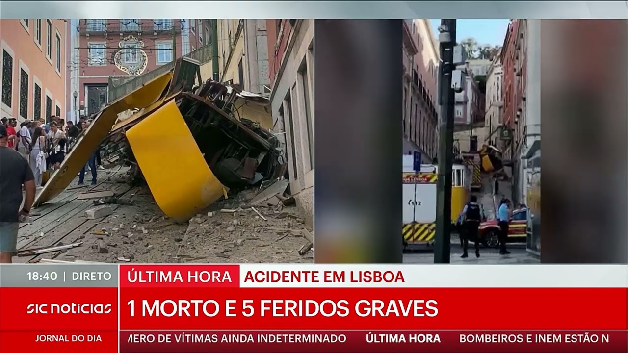 Tragédia Elevador da Glória - Momento do descarrilamento | SIC Notícias - Jornal do Dia (3 Set 2025)