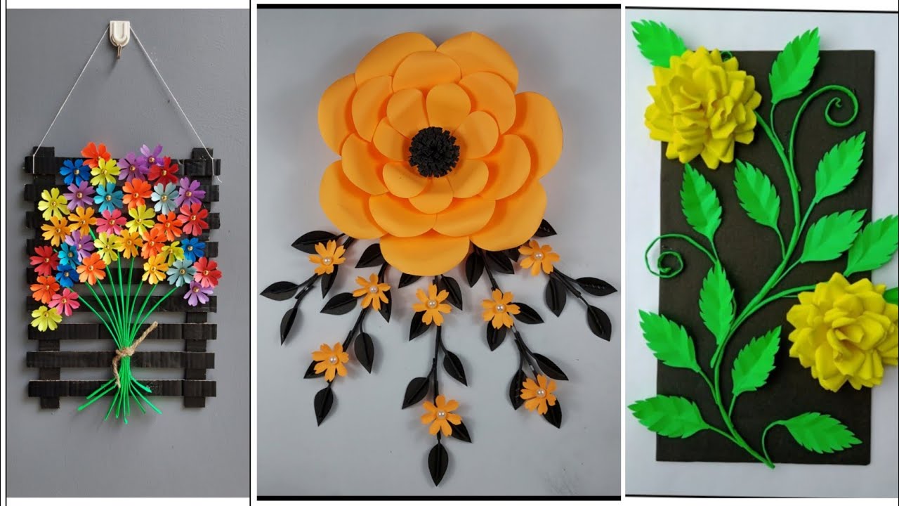3 Amazing Paper Flower Wall Hanging | DIY Room Decor | How to make paper wallmate