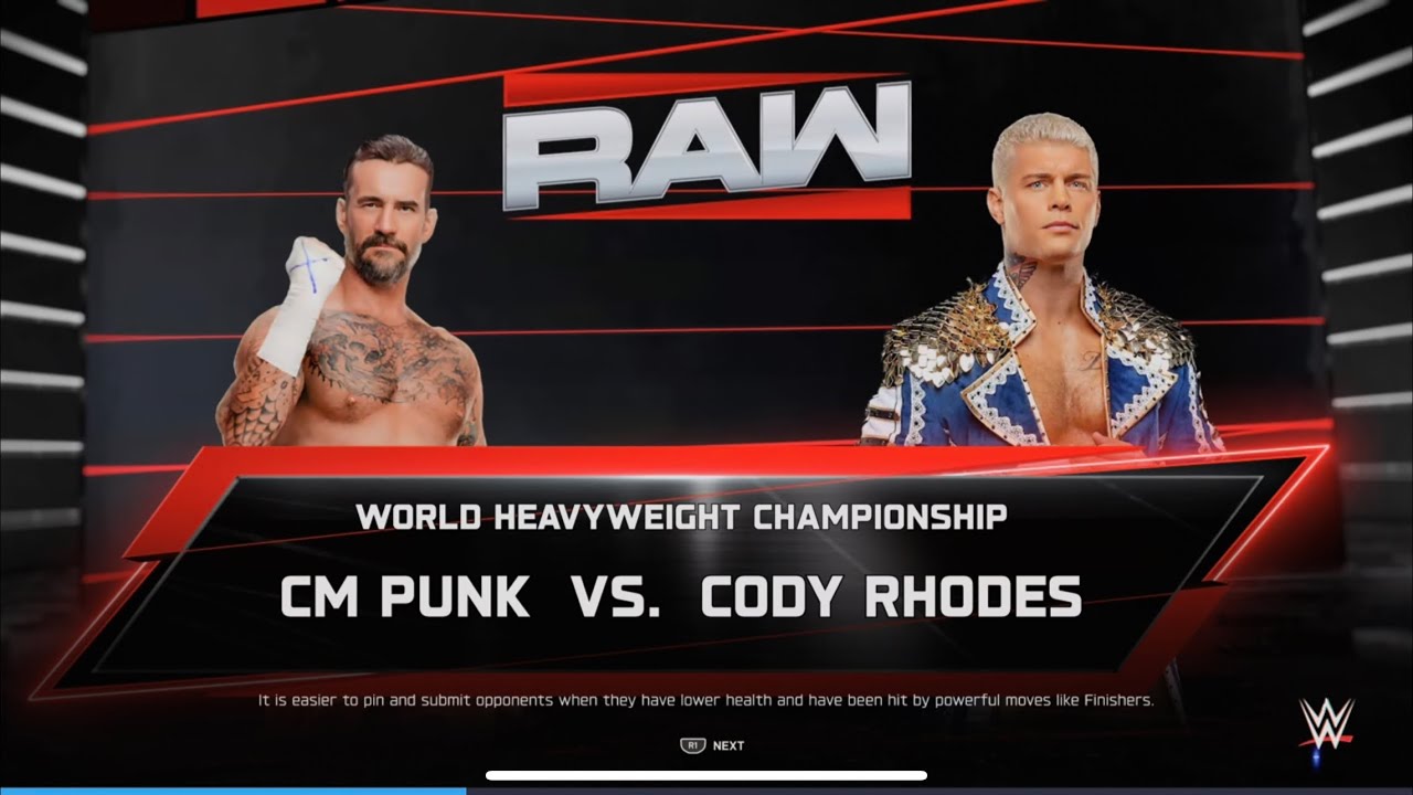 WWE 2K25 CM Punk vs Cody Rhodes WWE World Heavyweight Championship match