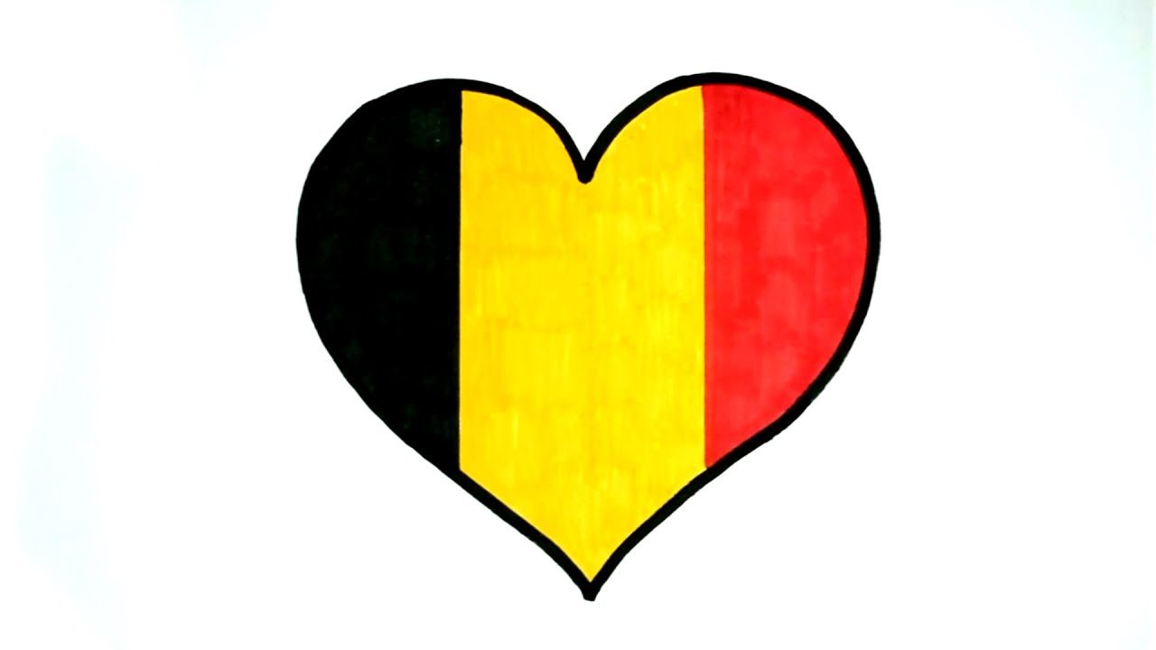 How to Draw Belgium Heart Flag | Country Flag | Heart Flag | Love Flag