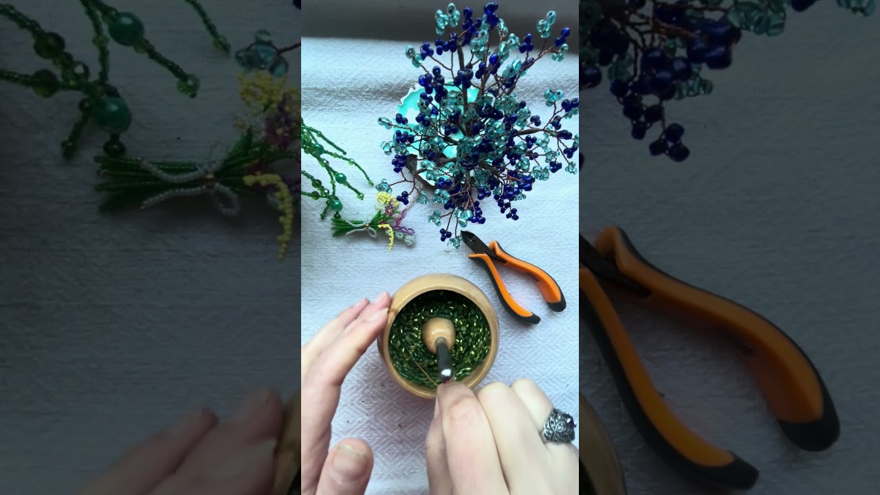 عمل شجرة بالخرز والسلك 🌳Making a tree with beads and wire
