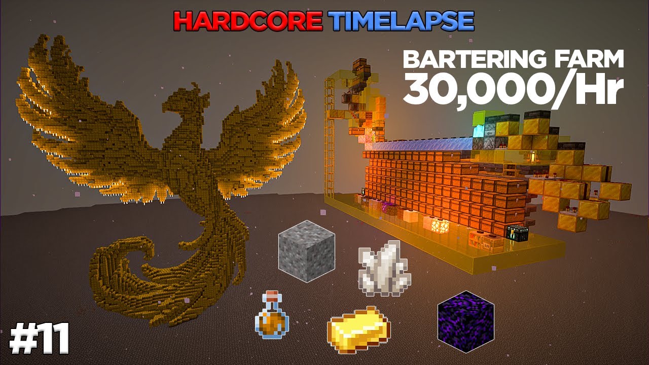 I Built a MEGA GOLDEN PHOENIX + Bartering Farm! | Minecraft Hardcore S1E11