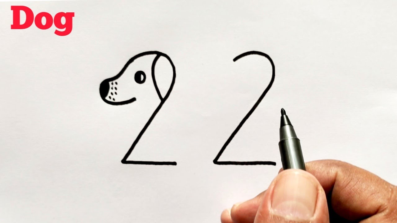 How to Draw Easy Dog From Number 22 | Number Drawing