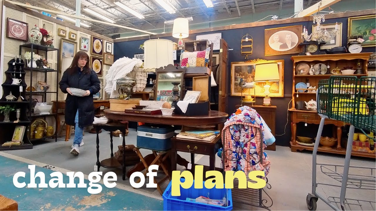 A Realistic Day Running Our Antique Booth | Change of Plans & Thrift Finds