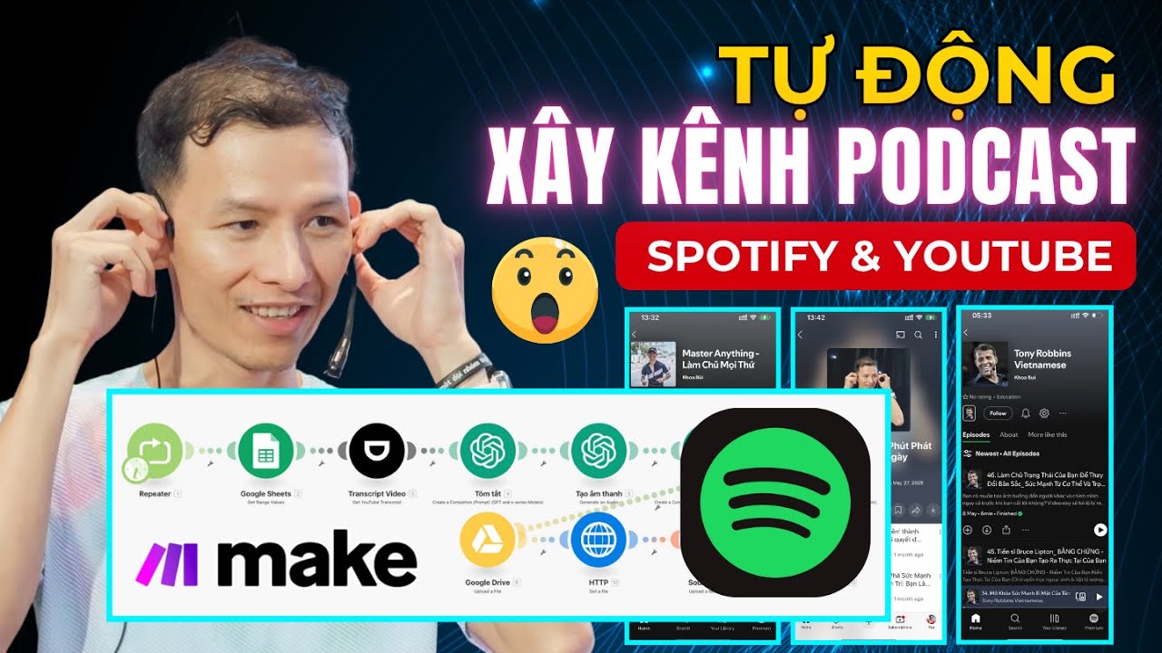 [B&iacute; Quyết] X&acirc;y K&ecirc;nh Podcast Spotify & Youtube 100% Tự Động Bằng Make.com