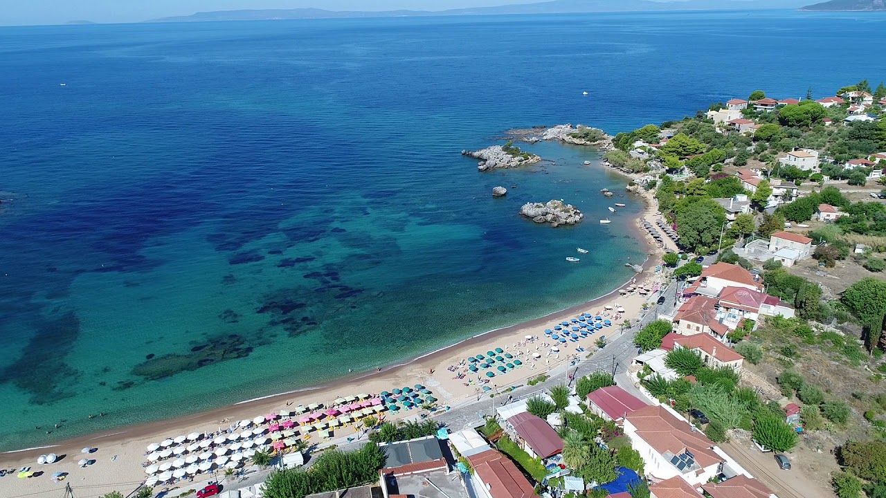 Stoupa and Kalogria, Greece HD Drone Video