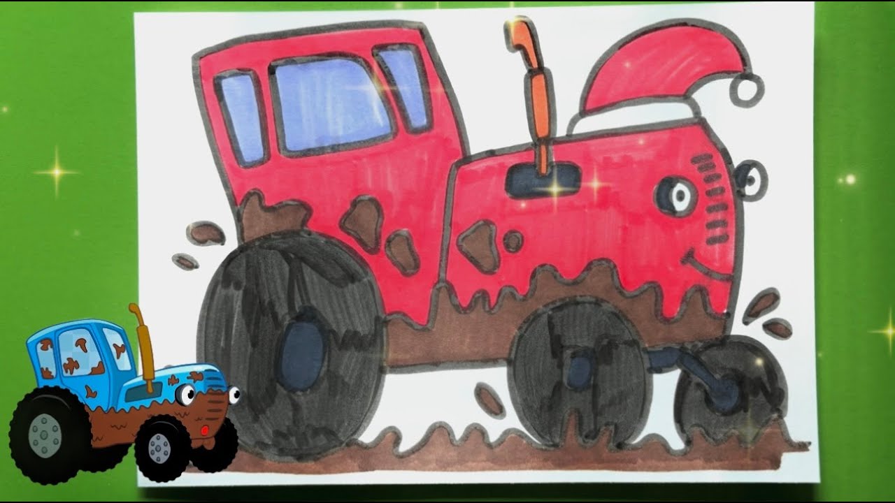 Sticker Challenge 🎄 I Drew a Red Christmas Tractor… It Got REALLY Dirty