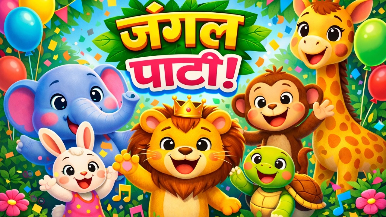 जंगल पार्टी 🦁🐘 | Hindi Kids Rhyme | Jungle Party Song for Children | Fun & Dance Rhymes