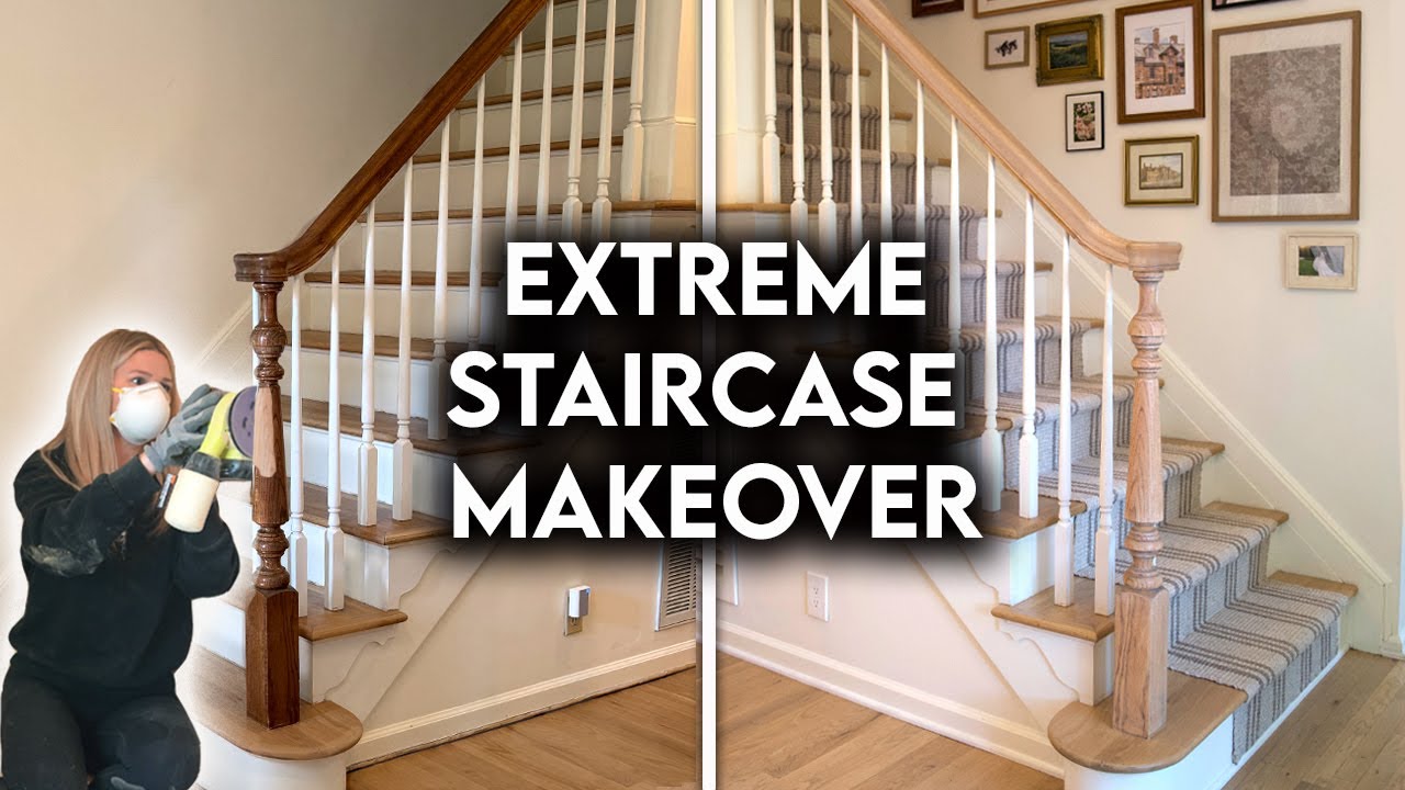 DIY STAIRCASE MAKEOVER | Updating Railing + Runner Install *ON A BUDGET*