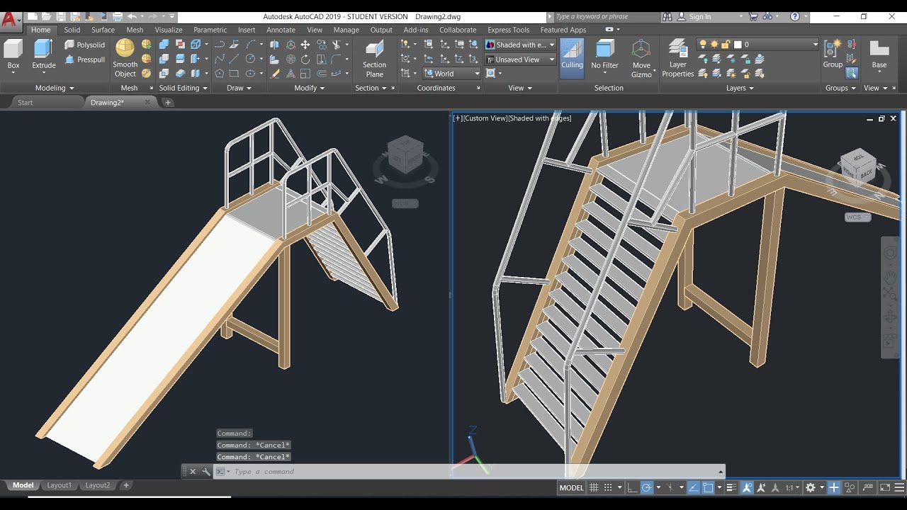 Autocad 3 Boyutlu Çizim Eğitimi (13) -  Kaydırak Çizimi