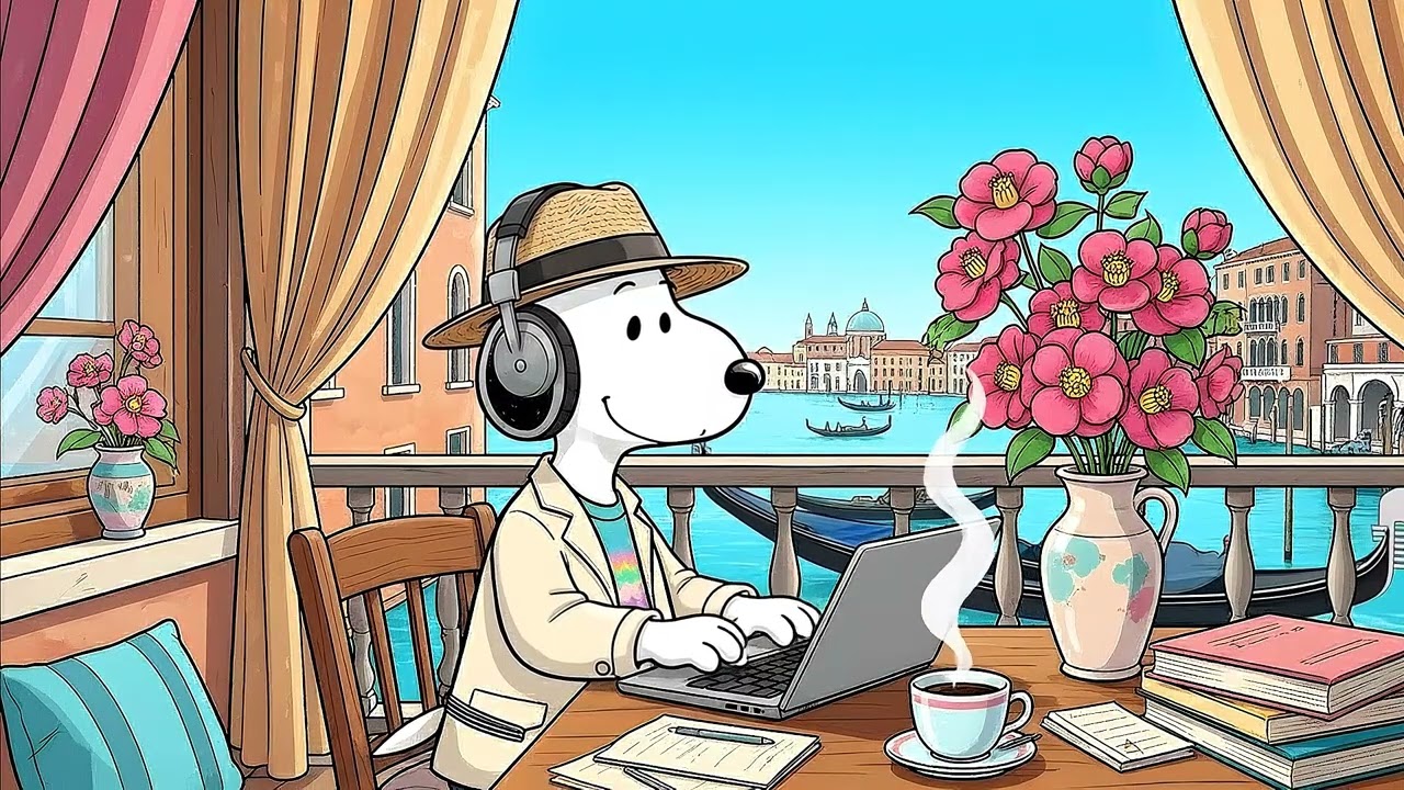 Snoopy'sVenice Spring Harbor Coffee ☕ Positive Jazz & Bossa Nova for Focus & Relax