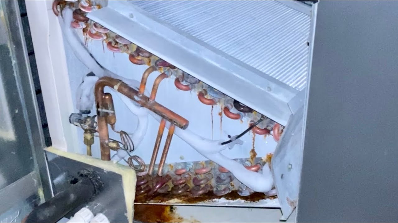 AC Frozen Evaporator Coil Multiple Leaks Repaired HVAC Service Call