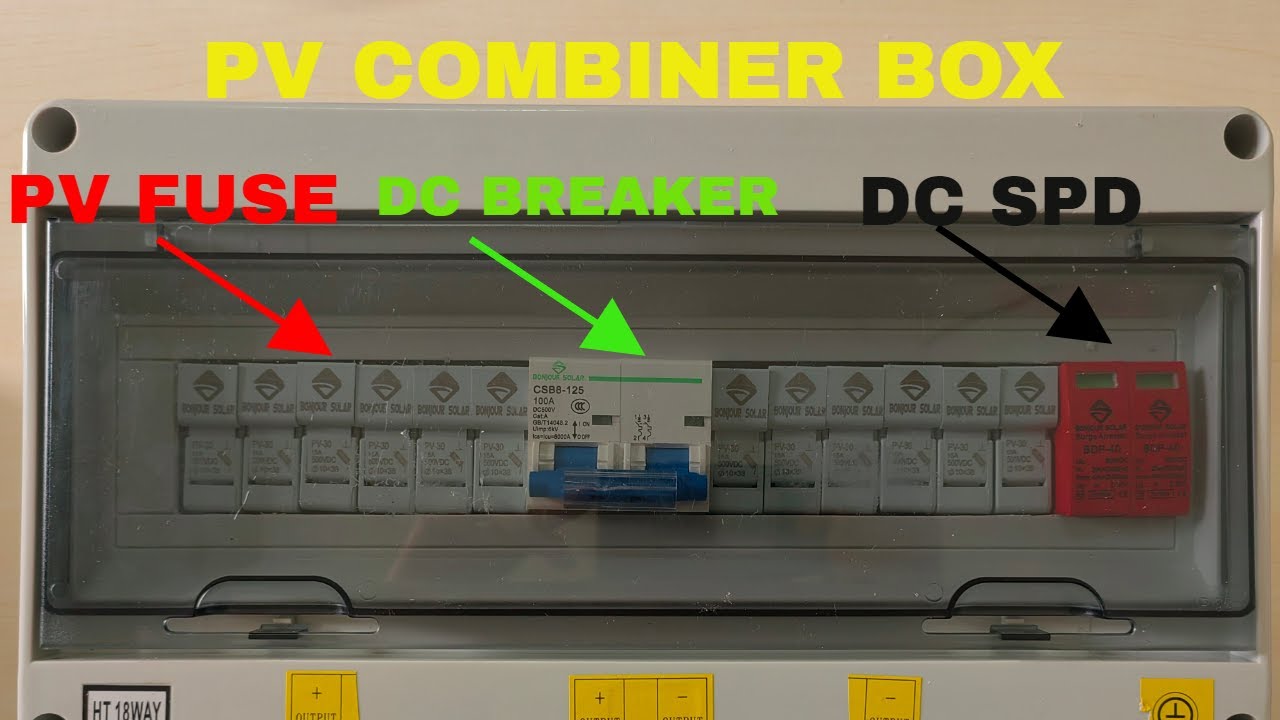 PV fuse DC SPD DC air breaker and combiner box for OFF GRID solar system design and wiring