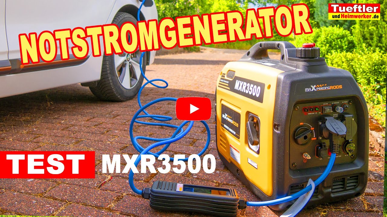 Notstromgenerator lädt Elektroauto - Test 3300W Benzin Generator maXpeedingrods MXR3500 - #Tueftler