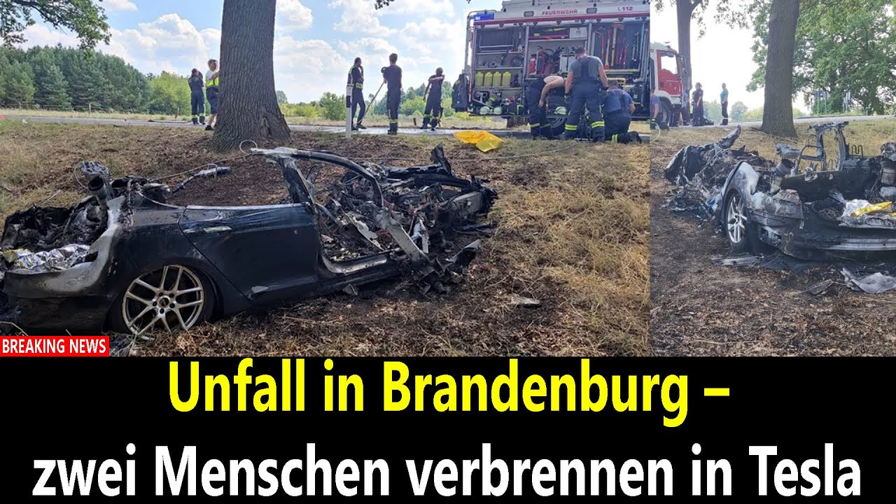 Unfall in Brandenburg &ndash; zwei Menschen verbrennen in Tesla