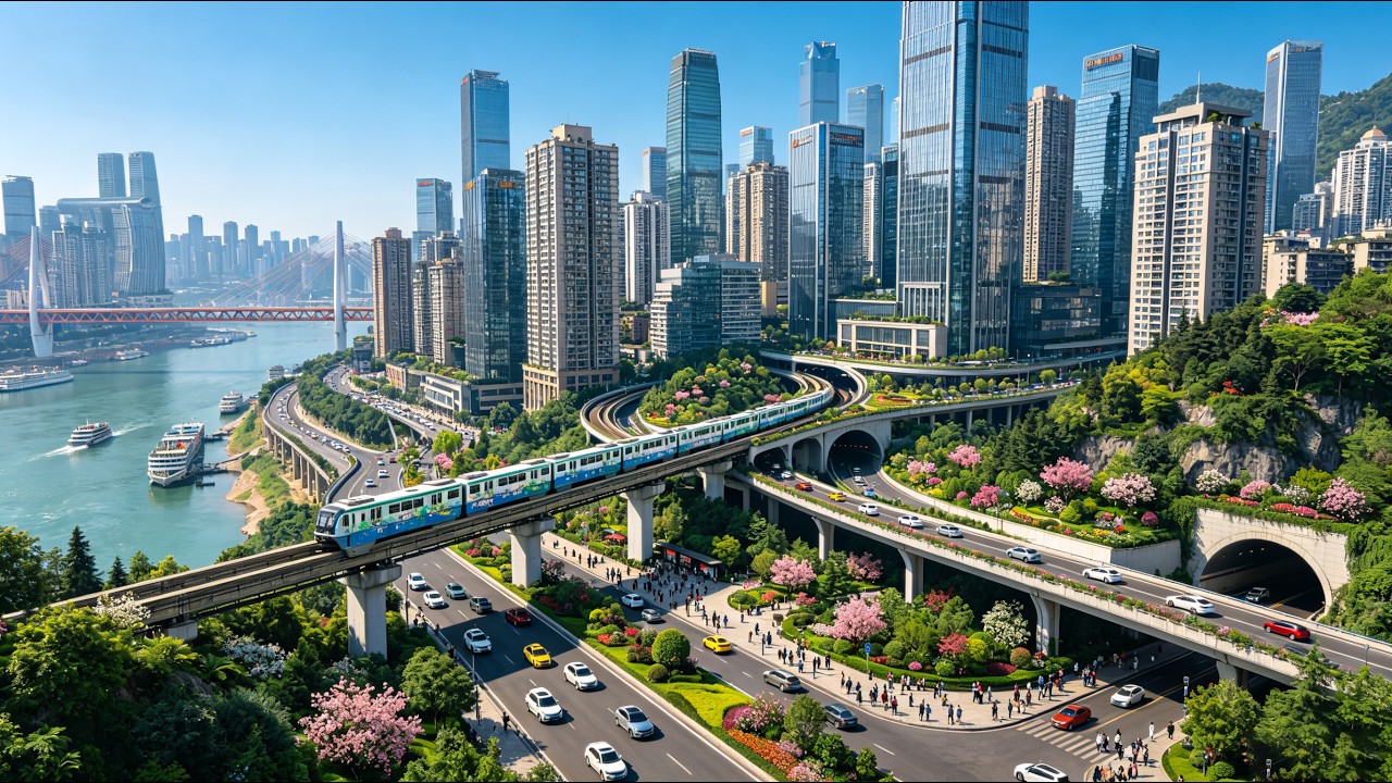 4K HDR Walking Tour | China Chongqing, an 8D Green City with the Wildest Traffic Ever