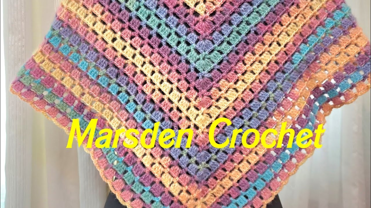 Crochet Block Stitch Triangle Shawl 🔺  كروشيه شال مثلث بغرزة البلوك للمبتدئين