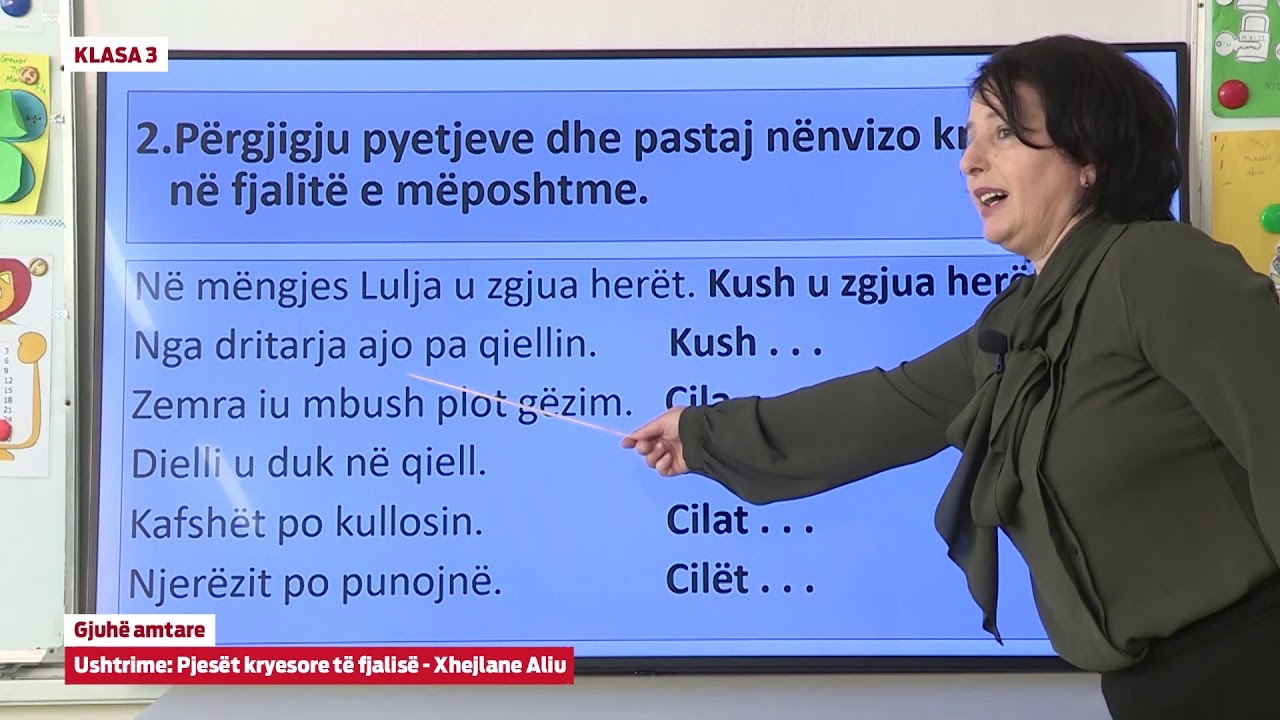 e Mesimi Klasa 3 - 3018 Gjuhë amtare - Ushtrime - Pjesët kryesore të fjalisë