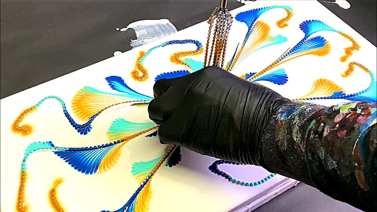 String Pulling CHAINS thru a KEYRING?! Worlds Hottest? Fluid Art / Acrylic Pouring / Wigglz Art!!