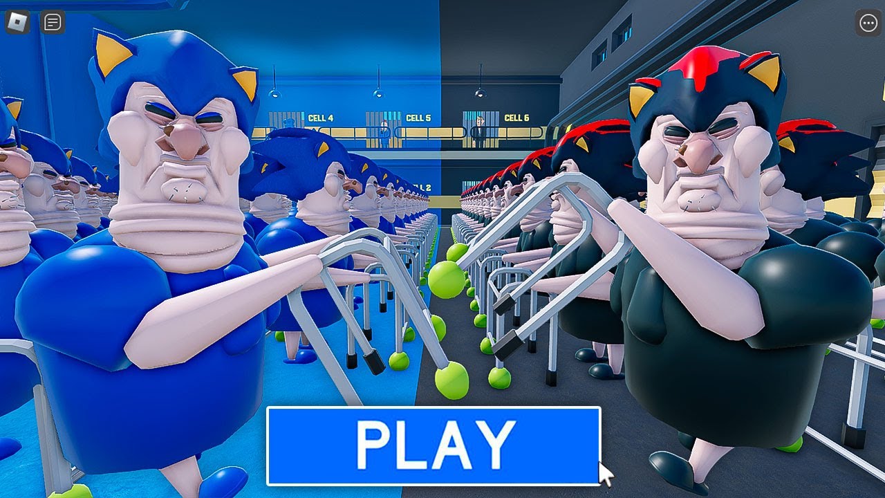 100 SONIC GRUMPY GRAN Vs 100 SHADOW SONIC GRUMPY GRAN in BARRY'S PRISON RUN! New Scary Obby(#Roblox)